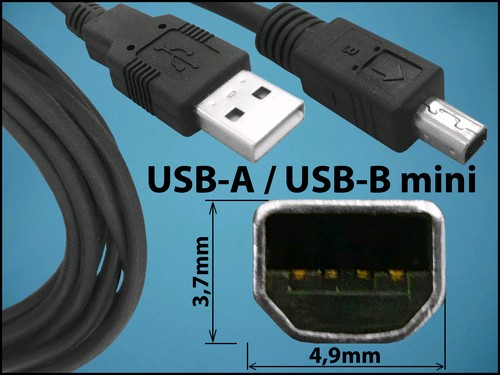 КАБЕЛ USB-A(M)/USBmini-B(M) 1,8M V2.0 BLACK