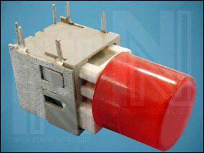 BUTTON RFT-TSE-ebL-W9r OFF-(ON) 5-PIN RED+LED 1V