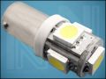 ЛАМПА BA9S 5-LED 5050 12V 0,6W WHITE ф12mm L30mm